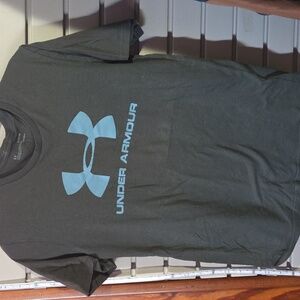 Under Armour Men's Green Tee with Blue Logo